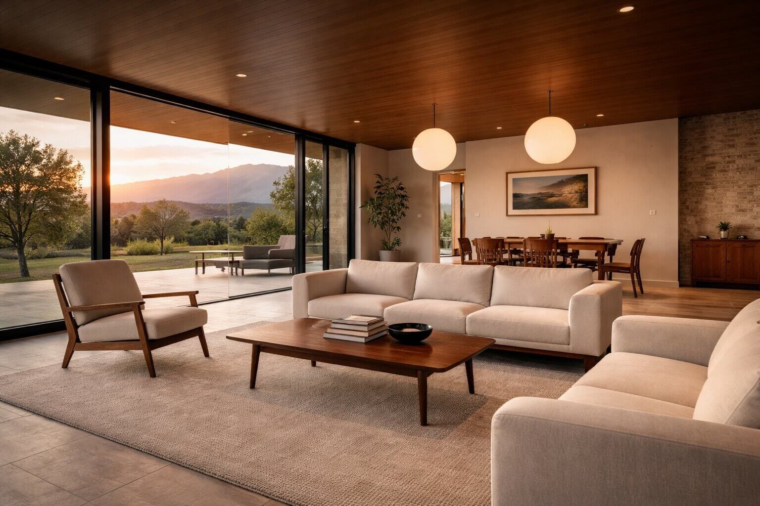 Living Room in Mid-Century Modern