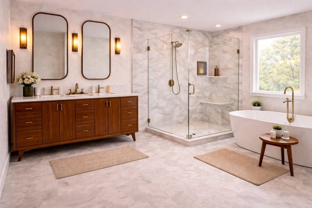 Mid-century modern bathroom marble big
